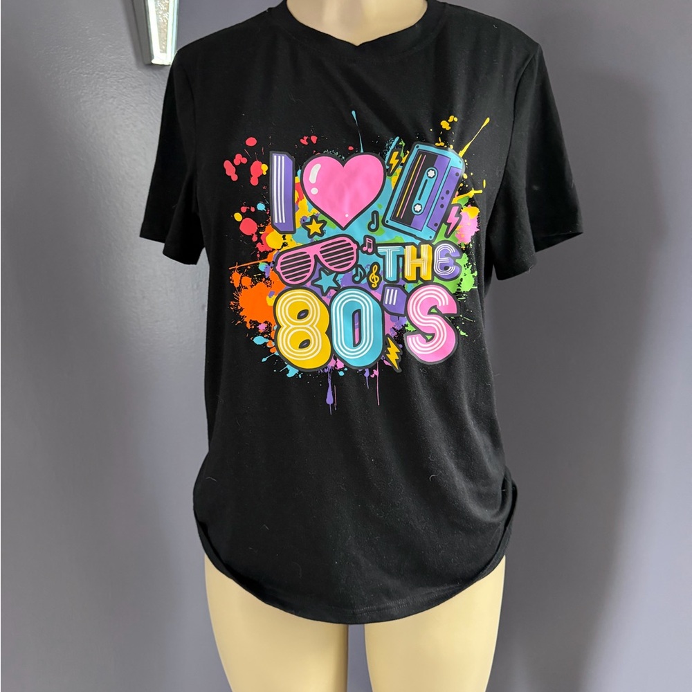 Black "I Love the 80's" Graphic Tee for Kids